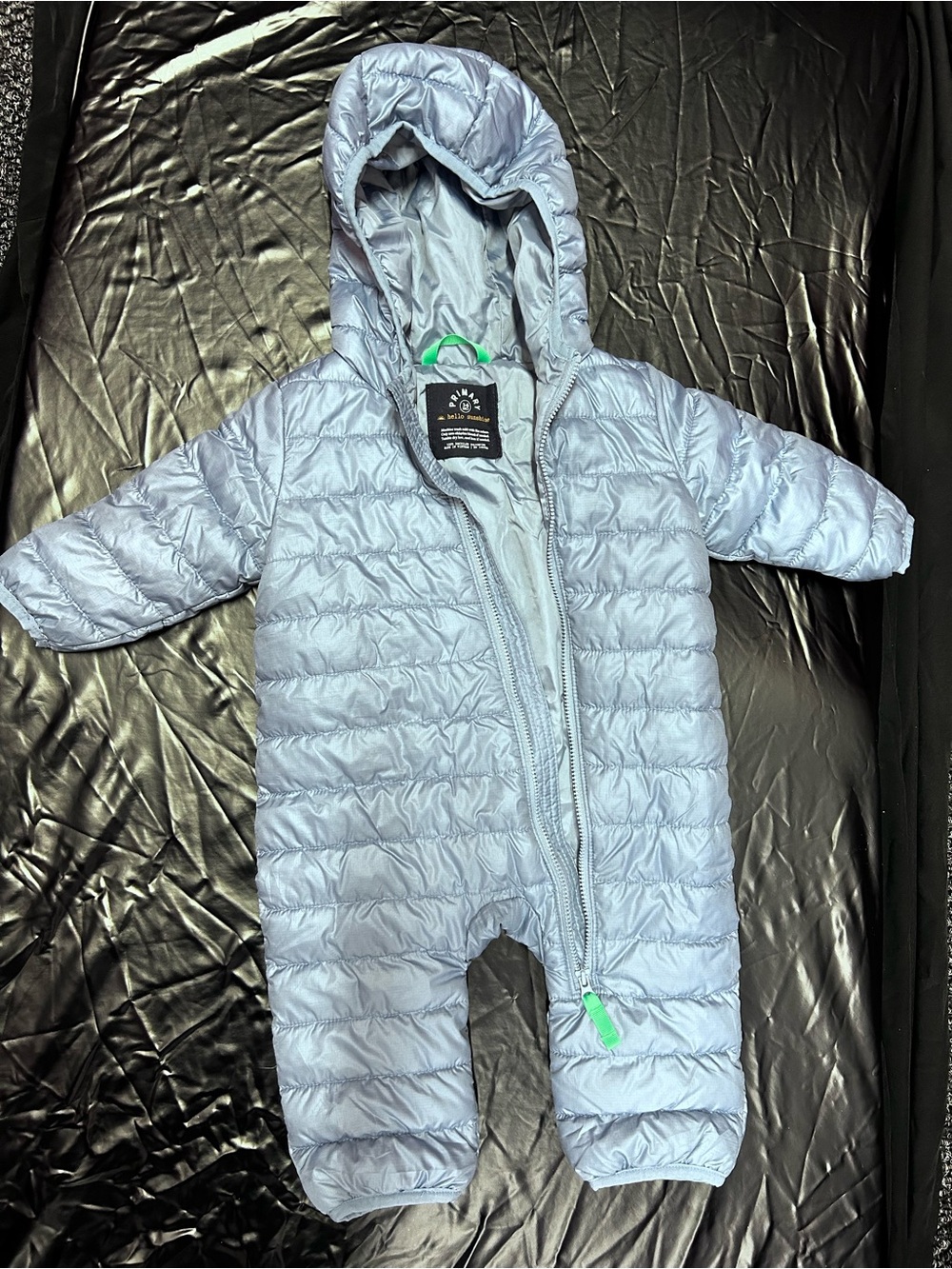 Primark Light Blue Puffer Hooded One-Piece Footie